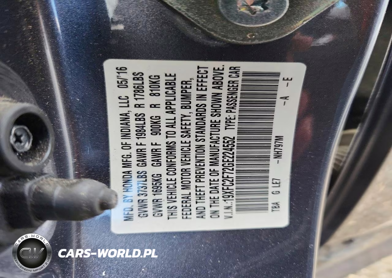 2016 Honda Civic Ex VIN:19XFC2F72GE224552 - 12