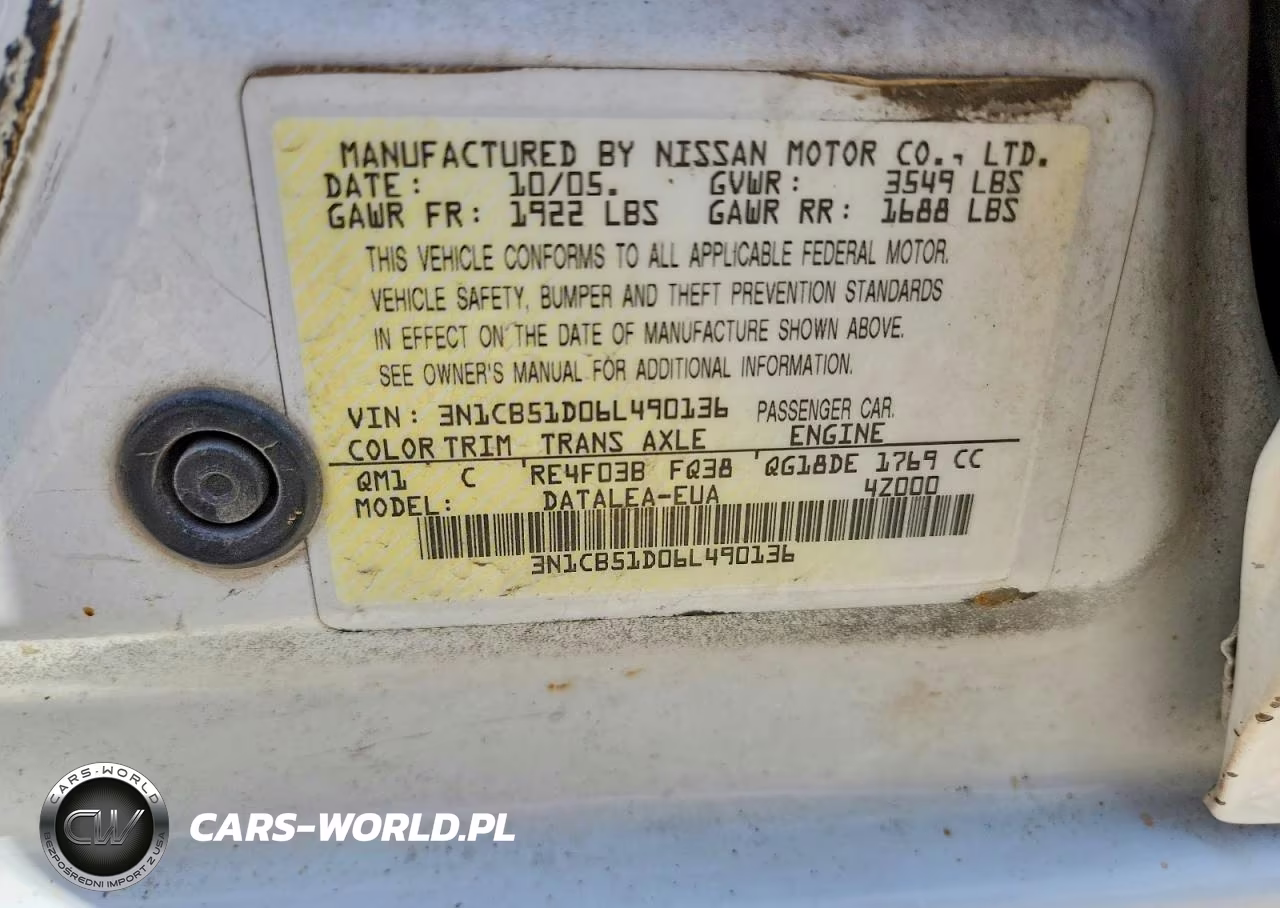 2006 Nissan Sentra 1.8 VIN:3N1CB51D06L490136 - 12