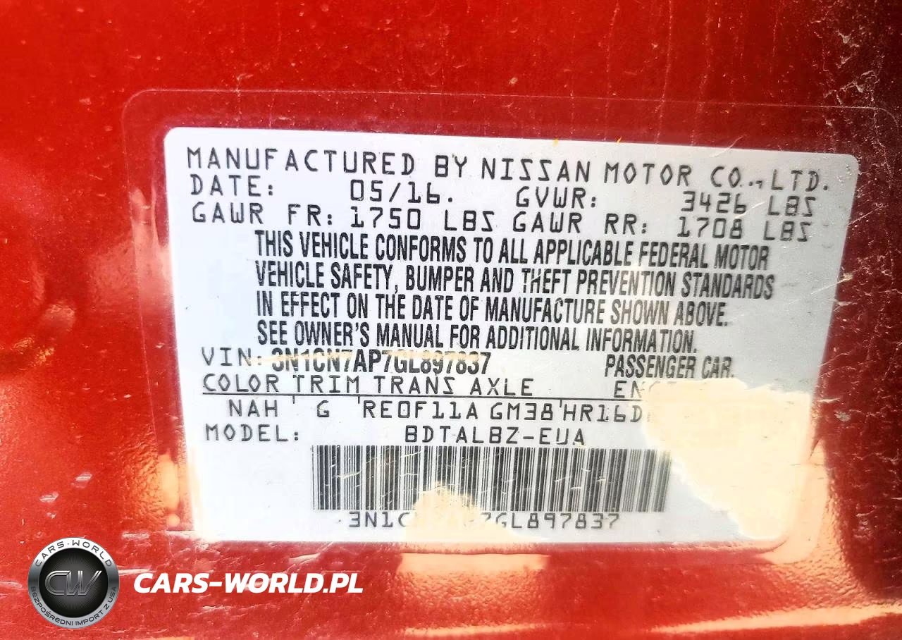 2016 Nissan Versa 1.6 Sv VIN:3N1CN7AP7GL897837 - 13