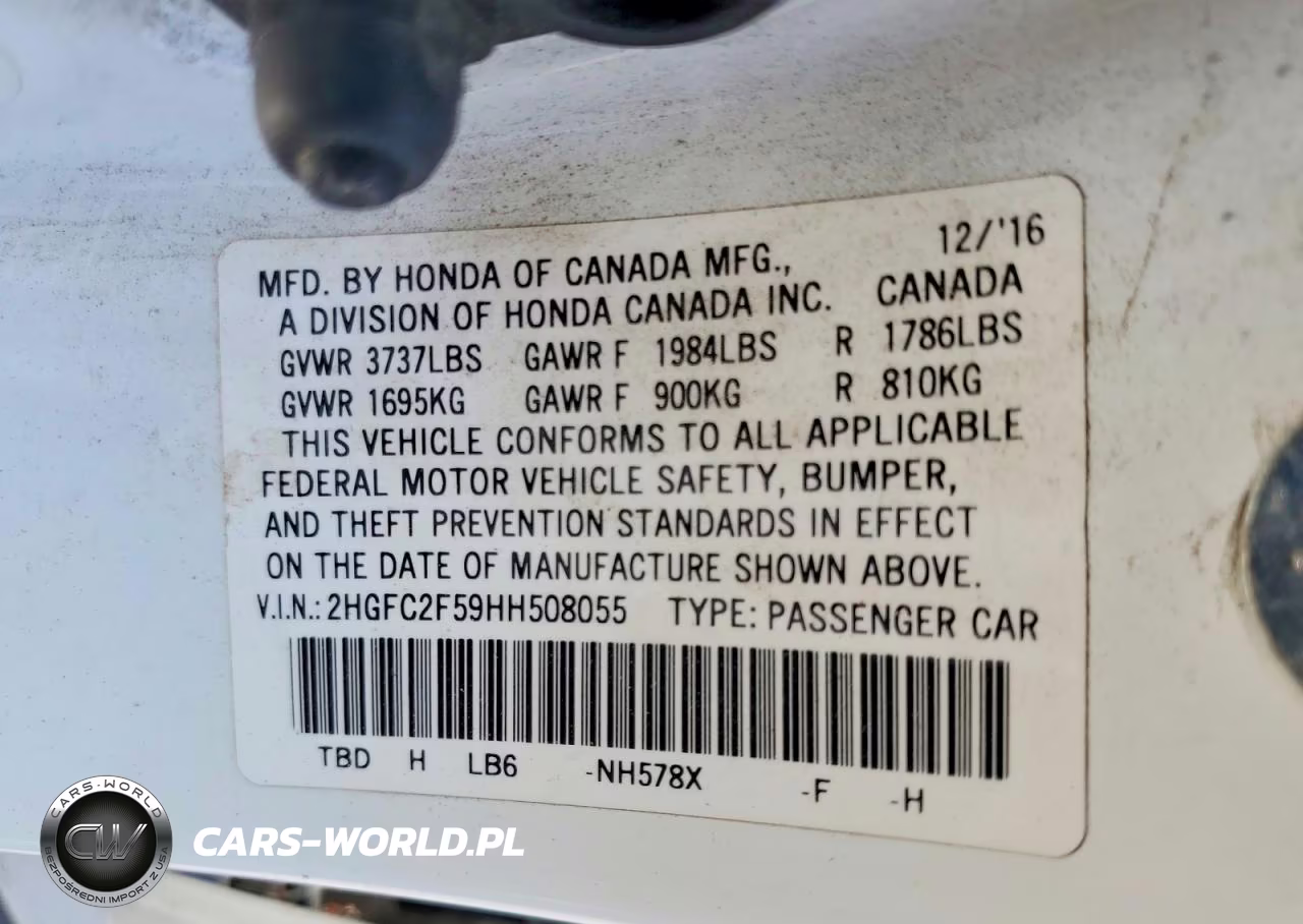 2017 Honda Civic Lx VIN:2HGFC2F59HH508055 - 12