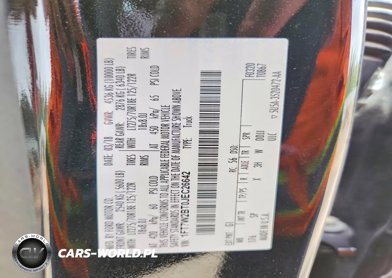 2018 Ford F250 Super Duty VIN:1FT7W2BT0JEC26642 - 12