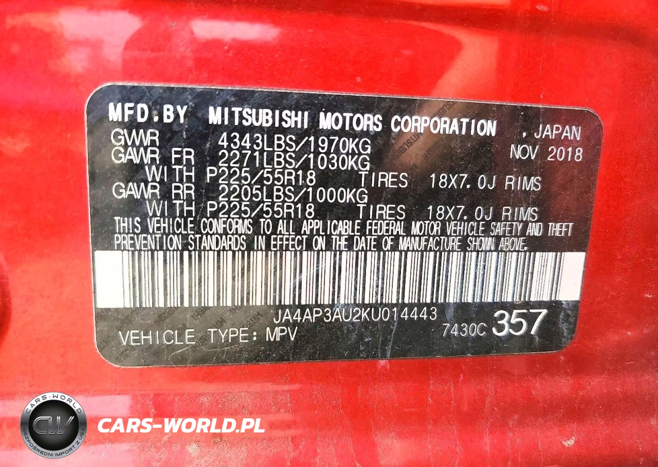 2019 Mitsubishi Outlander Sport Es VIN:JA4AP3AU2KU014443 - 13