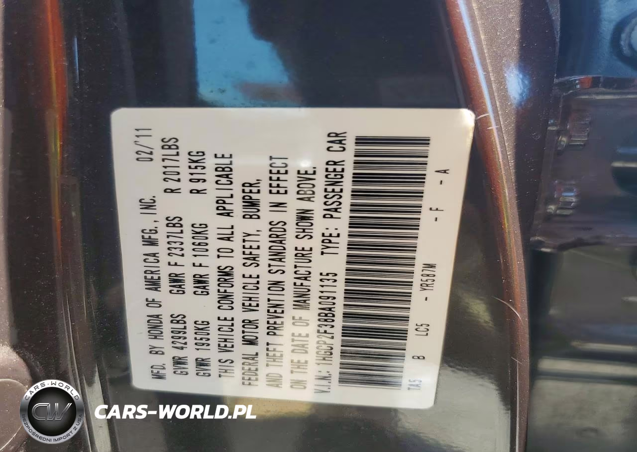 2011 Honda Accord Lx VIN:1HGCP2F38BA091135 - 12