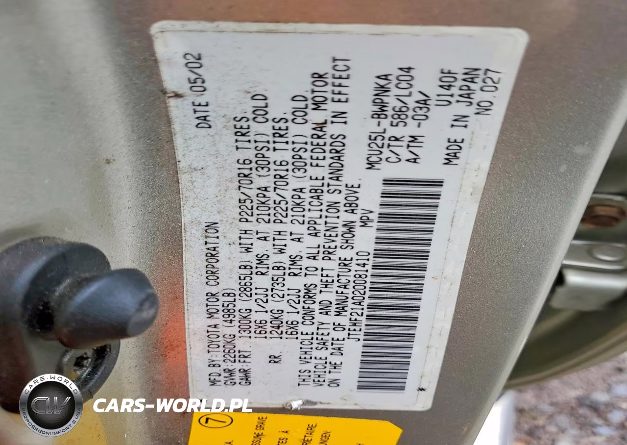 2002 Toyota Highlander Limited VIN:JTEHF21A020081410 - 13