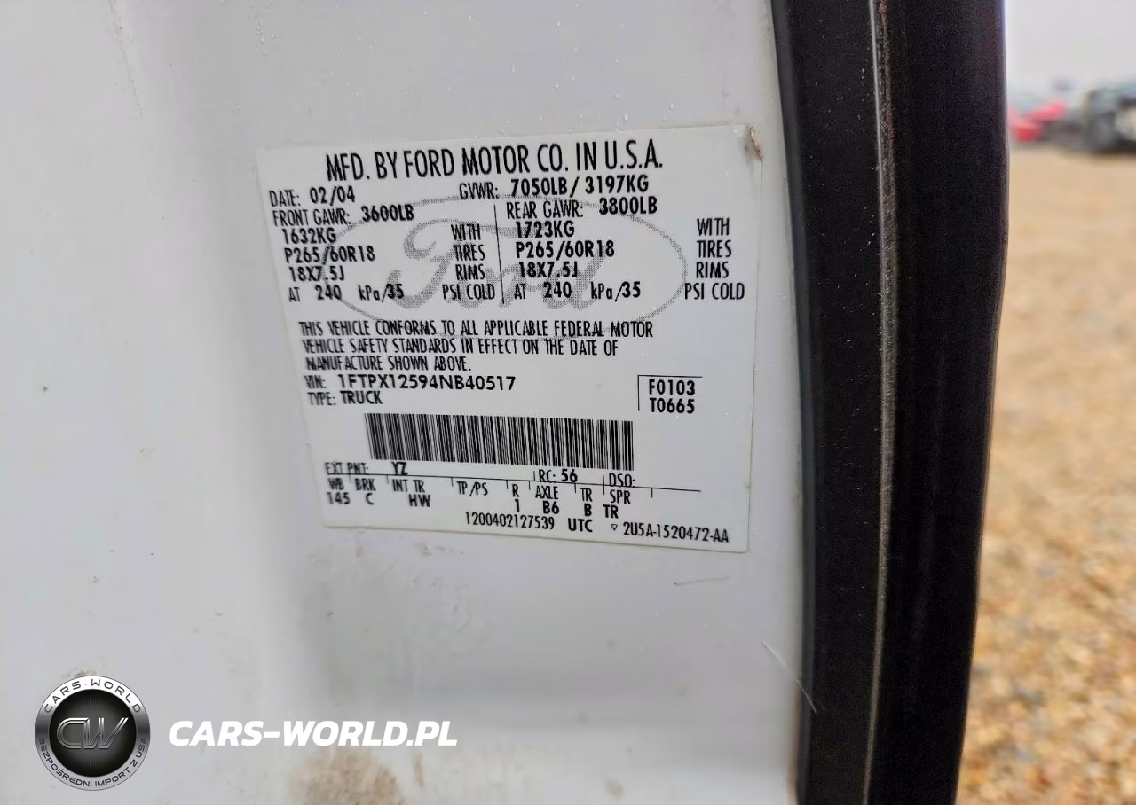 2004 Ford F150 VIN:1FTPX12594NB40517 - 12