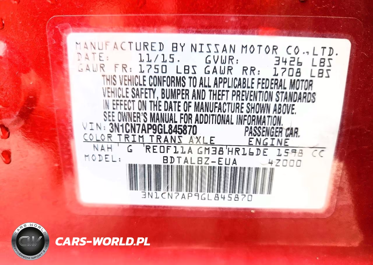2016 Nissan Versa 1.6 Sv VIN:3N1CN7AP9GL845870 - 12