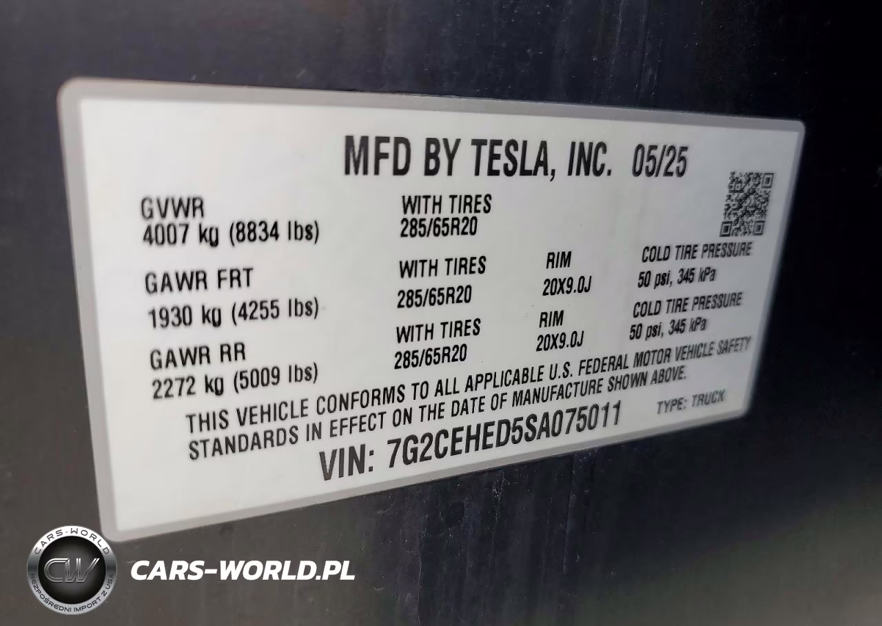 2025 Tesla Cybertruck VIN:7G2CEHED5SA075011 - 13