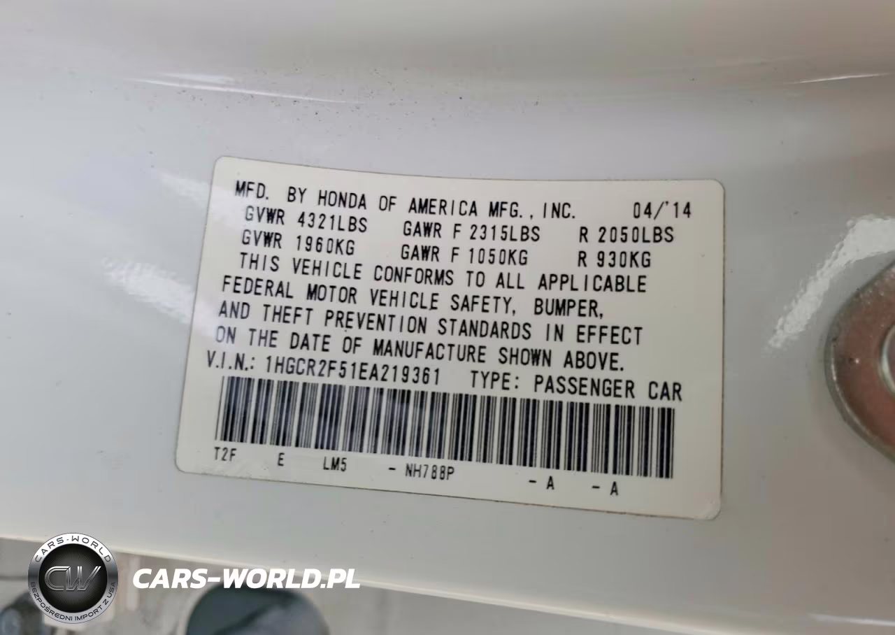 2014 Honda Accord Sport VIN:1HGCR2F51EA219361 - 12