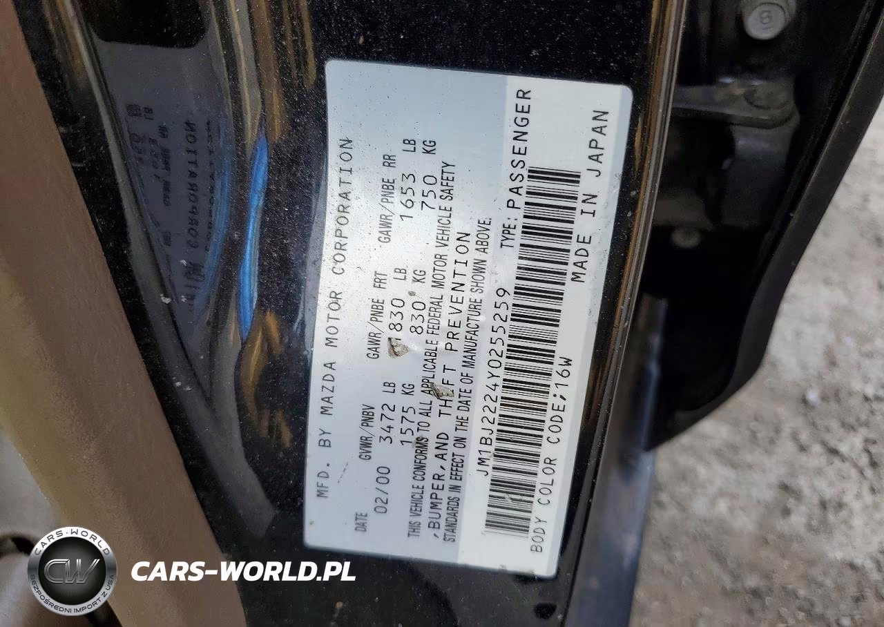 2000 Mazda Protege Dx VIN:JM1BJ2224Y0255259 - 12
