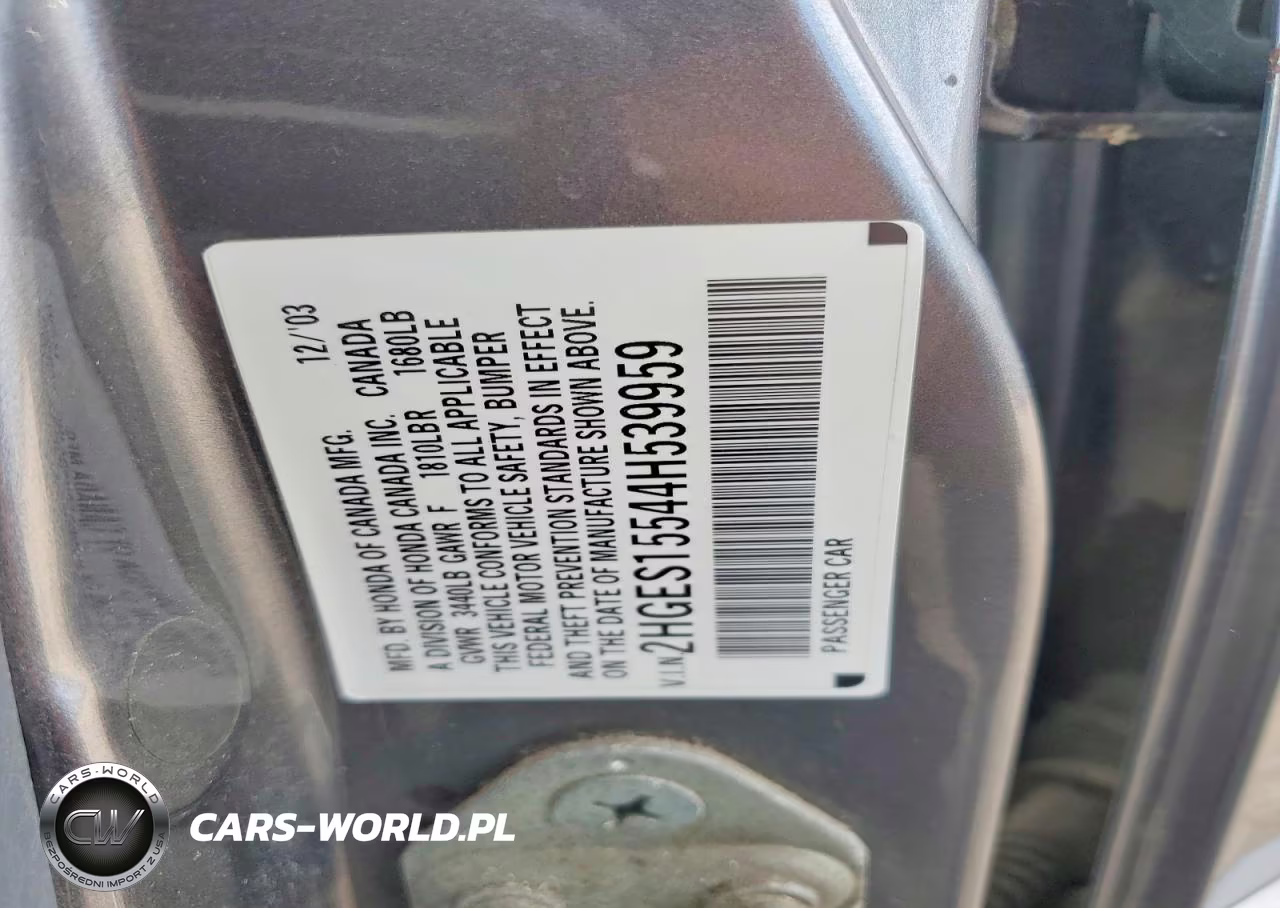 2004 Hond Civic VIN:2HGES15544H539959 - 12