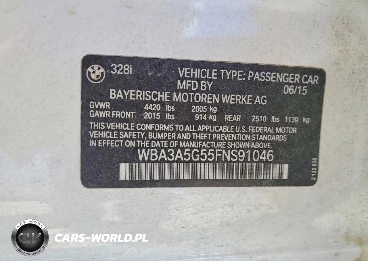 2015 BMW 328 I VIN:WBA3A5G55FNS91046 - 12