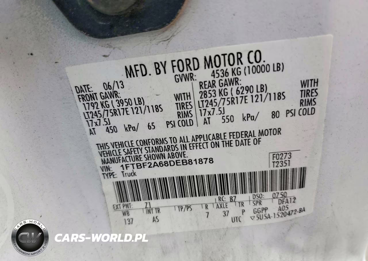 2013 Ford F250 Super Duty VIN:1FTBF2A68DEB81878 - 13