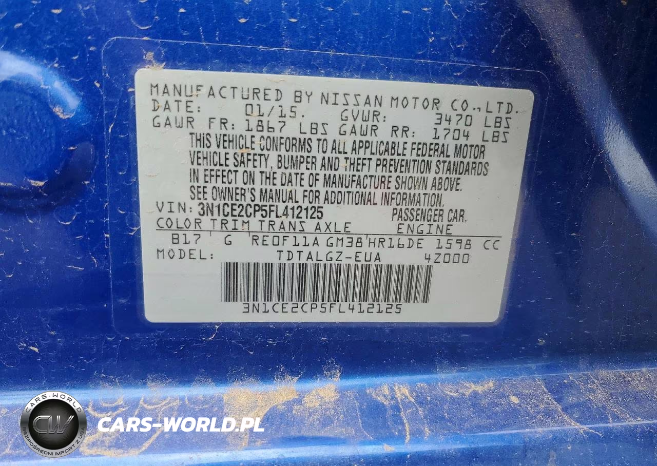 2015 Nissan Versa Note Sr VIN:3N1CE2CP5FL412125 - 12
