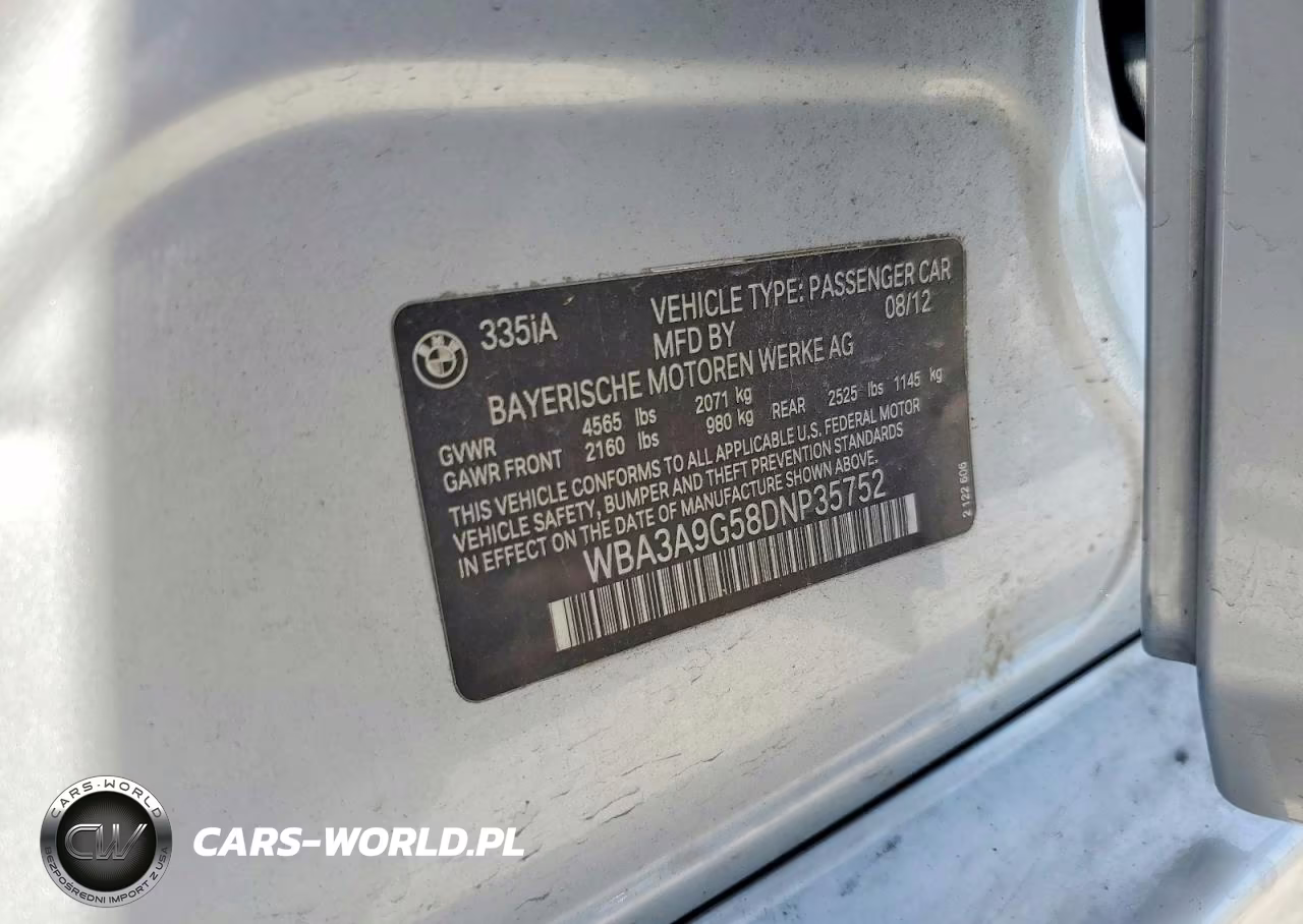 2013 BMW 335 I VIN:WBA3A9G58DNP35752 - 13