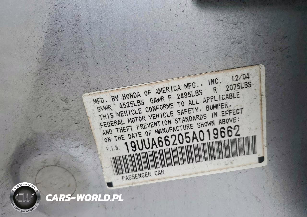 2005 Acura Tl VIN:19UUA66205A019662 - 12