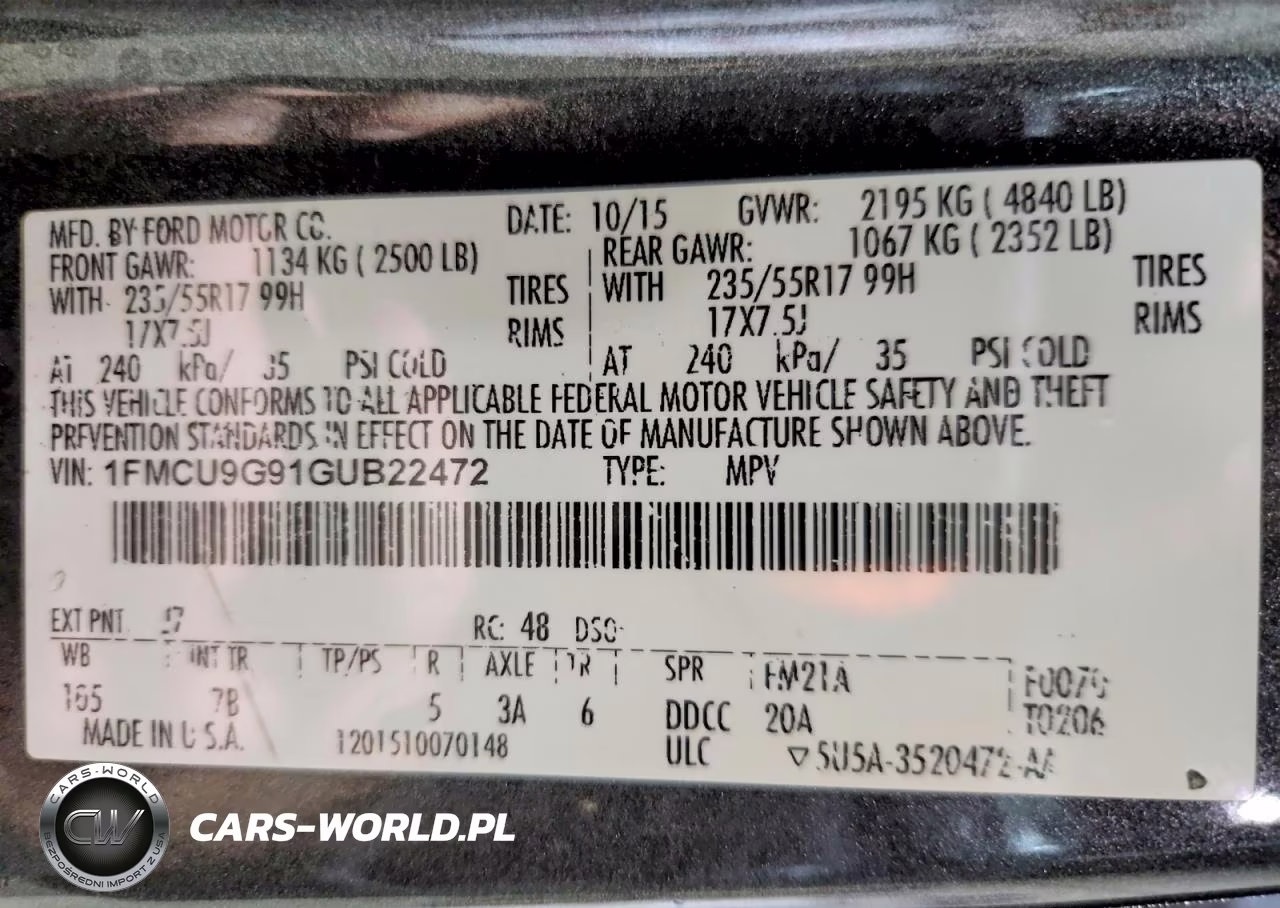 2016 Ford Escape Se VIN:1FMCU9G91GUB22472 - 13