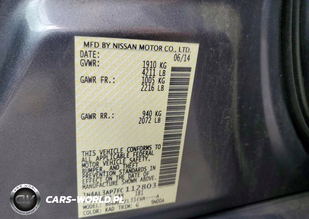 2015 Nissan Altima 2.5 Sv VIN:1N4AL3AP7FC112803 - 12