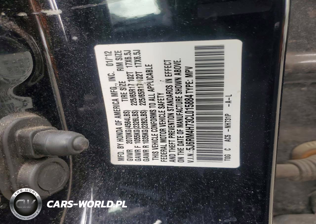 2012 Honda Cr-V Exl VIN:5J6RM4H73CL015884 - 13