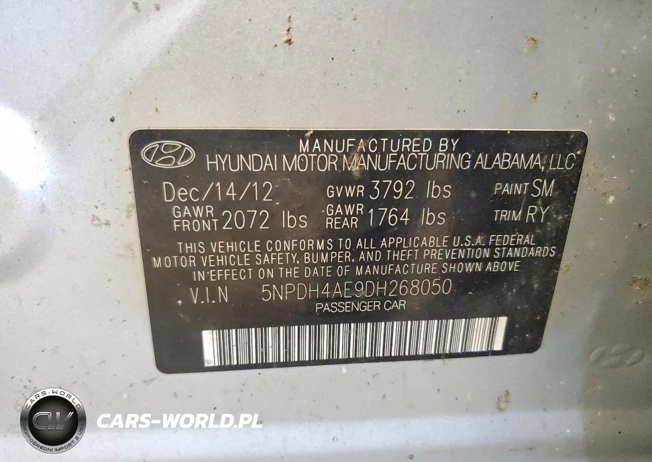 2013 Hyundai Elantra Limited VIN:5NPDH4AE9DH268050 - 12