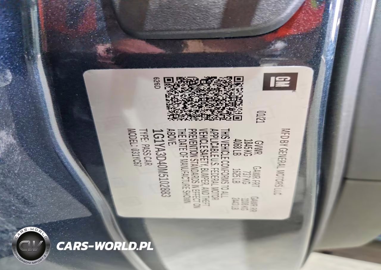 2021 Chevrolet Corvette Stingray 1Lt VIN:1G1YA3D40M5102883 - 12
