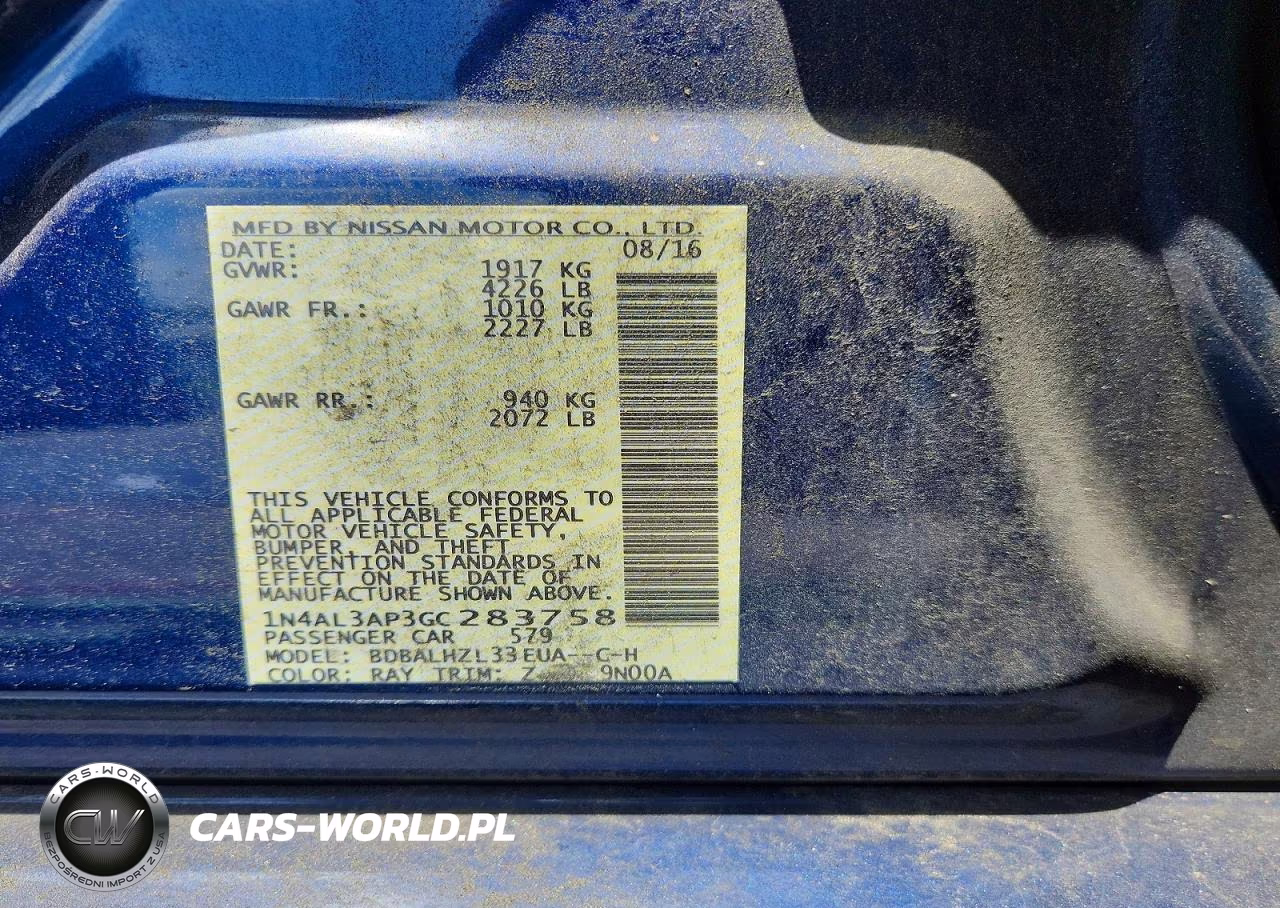 2016 Nissan Altima 2.5 Sr VIN:1N4AL3AP3GC283758 - 12