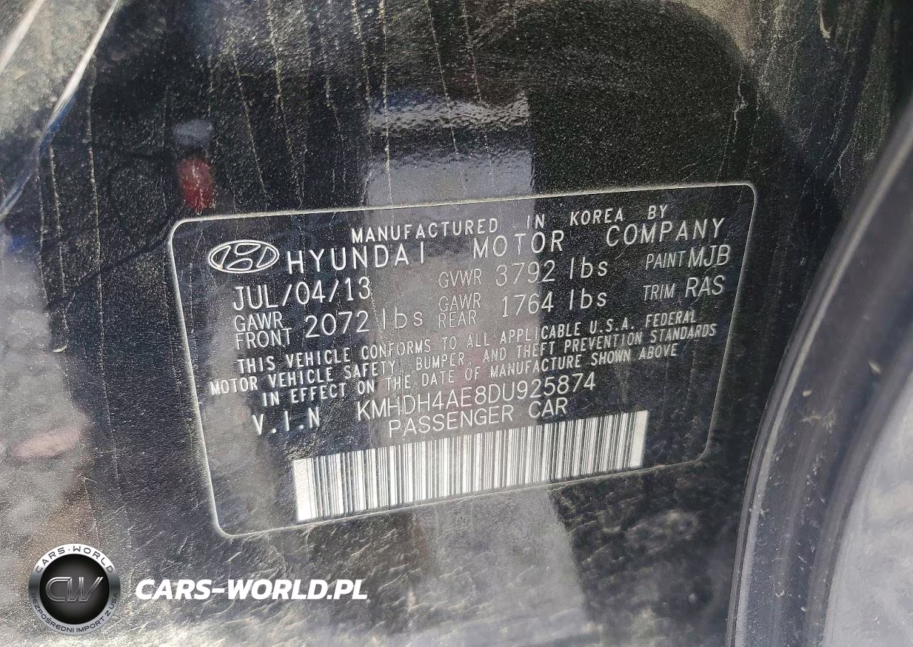 2013 Hyundai Elantra Gls VIN:KMHDH4AE8DU925874 - 12