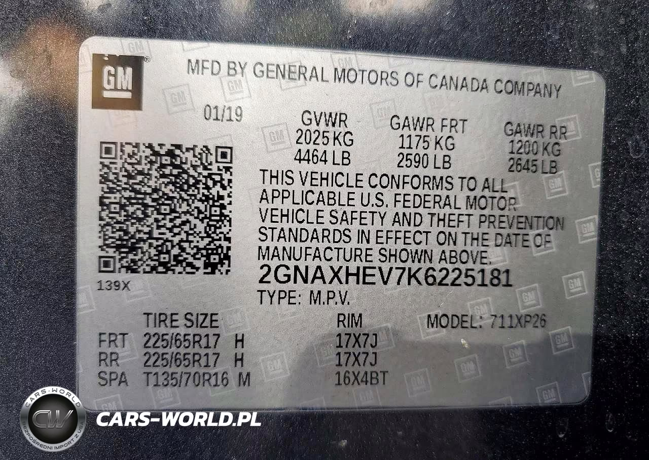 2019 Chevrolet Equinox Ls VIN:2GNAXHEV7K6225181 - 13