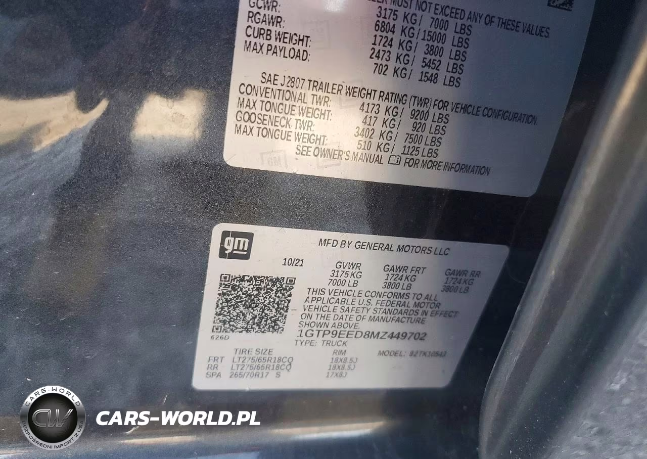 2021 GMC Sierra K1500 At4 VIN:1GTP9EED8MZ449702 - 12