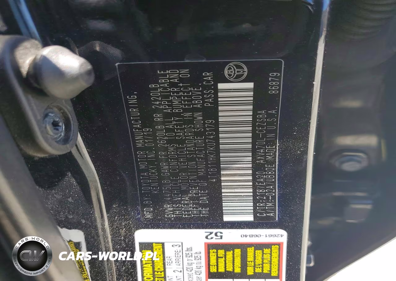 2019 Toyota Camry Se VIN:4T1B11HK7KU743179 - 12