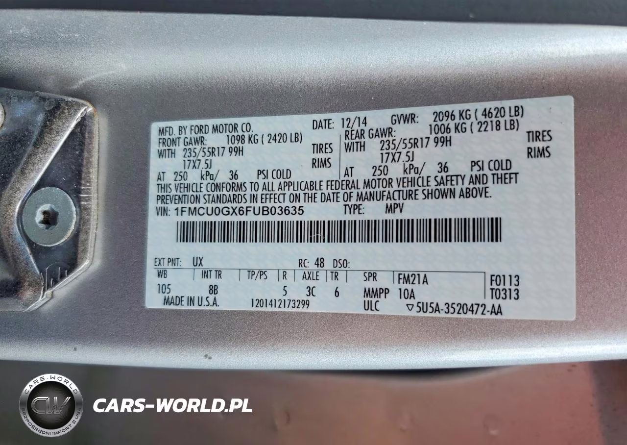 2015 Ford Escape Se VIN:1FMCU0GX6FUB03635 - 12