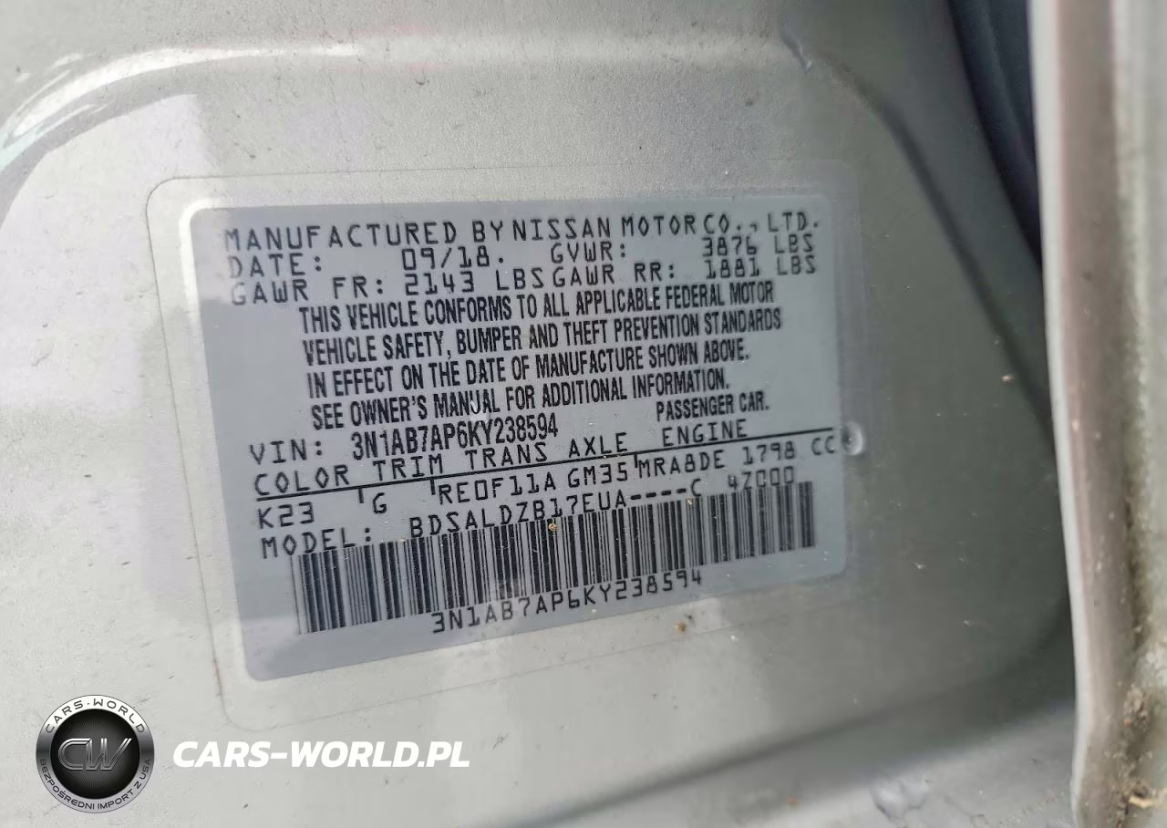 2019 Nissan Sentra Sv VIN:3N1AB7AP6KY238594 - 12