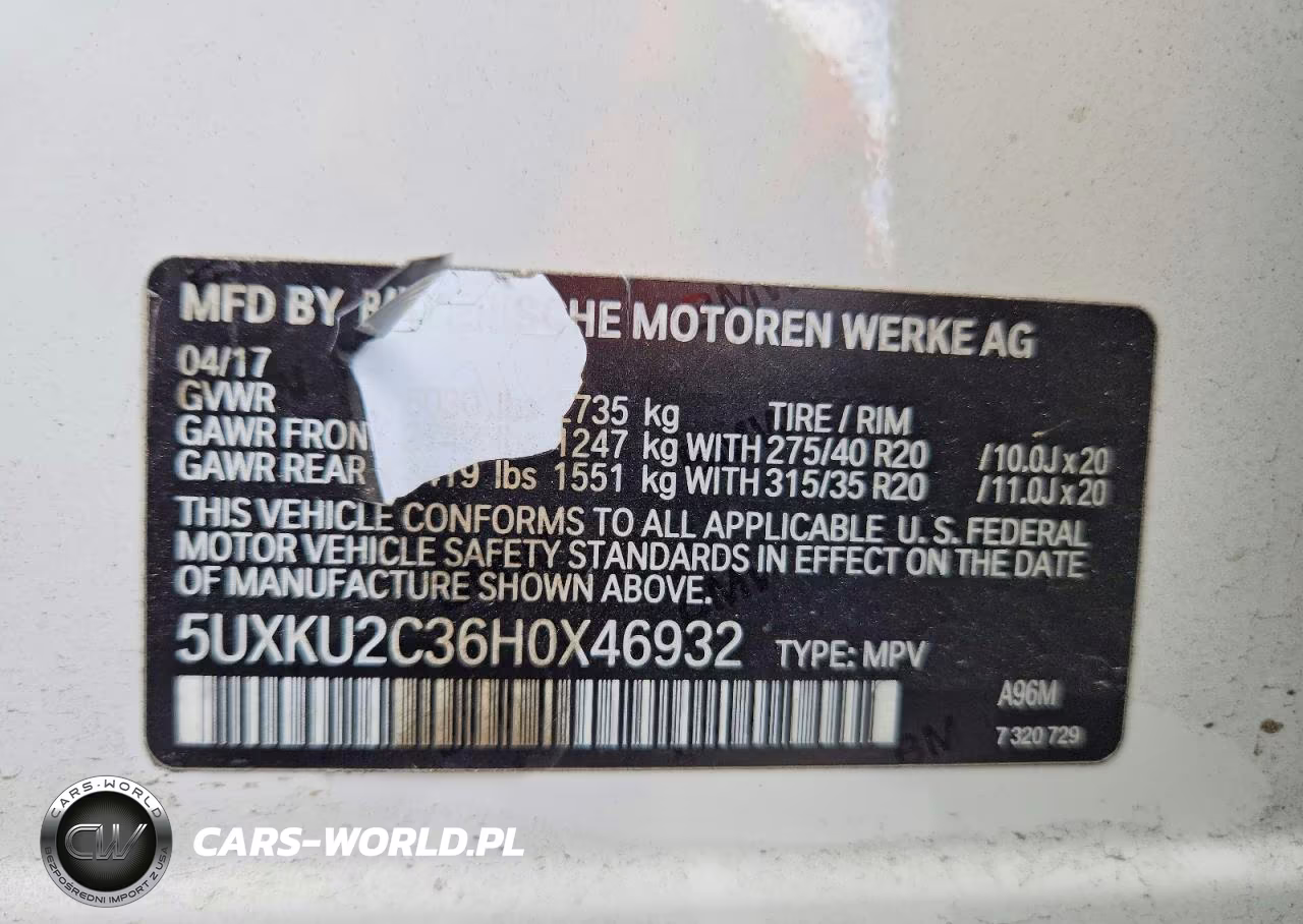 2017 BMW X6 xDrive35I VIN:5UXKU2C36H0X46932 - 13