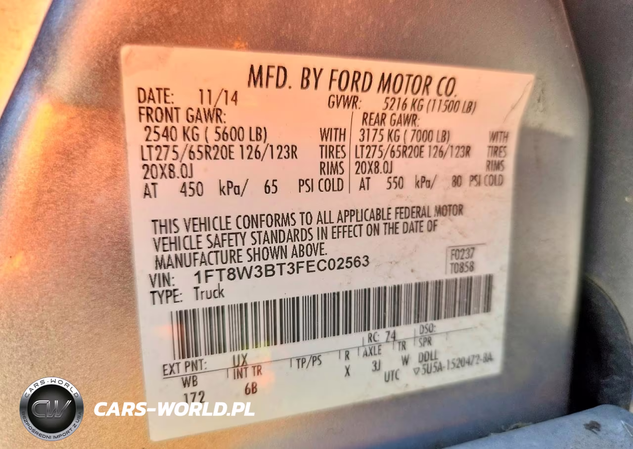 2015 Ford F350 Super Duty VIN:1FT8W3BT3FEC02563 - 13