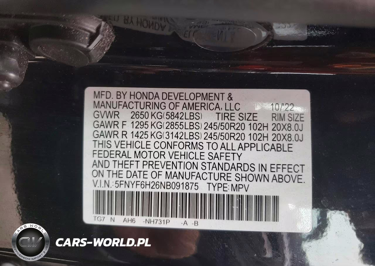 2022 Honda Pilot Se VIN:5FNYF6H26NB091875 - 12