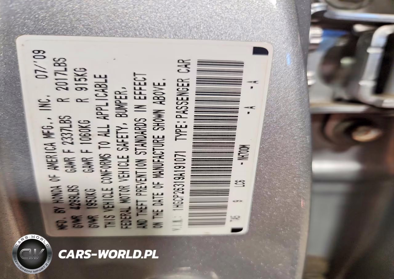 2009 Honda Accord Lx VIN:1HGCP26319A191071 - 12