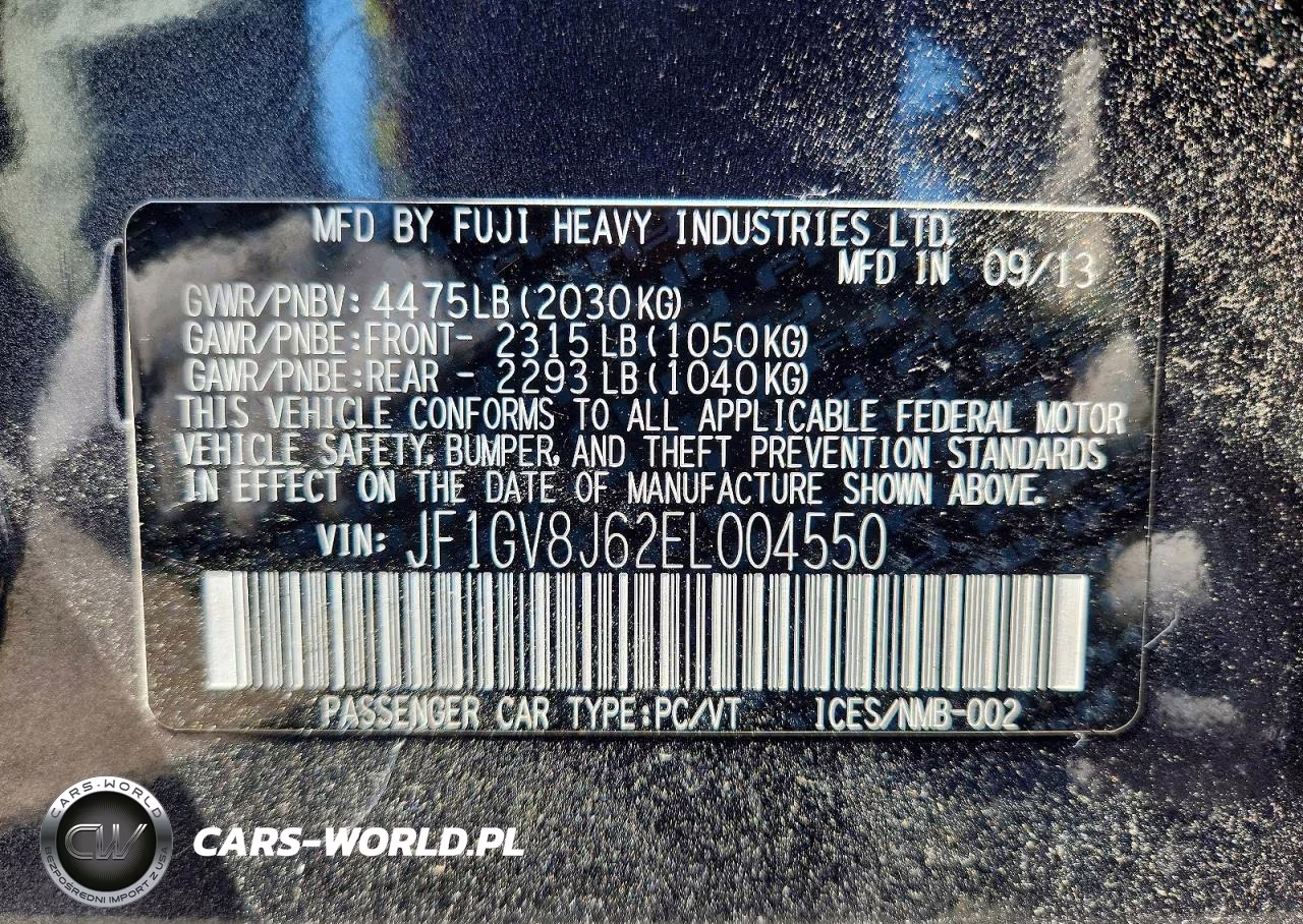 2014 Subaru Impreza Wrx Sti VIN:JF1GV8J62EL004550 - 12