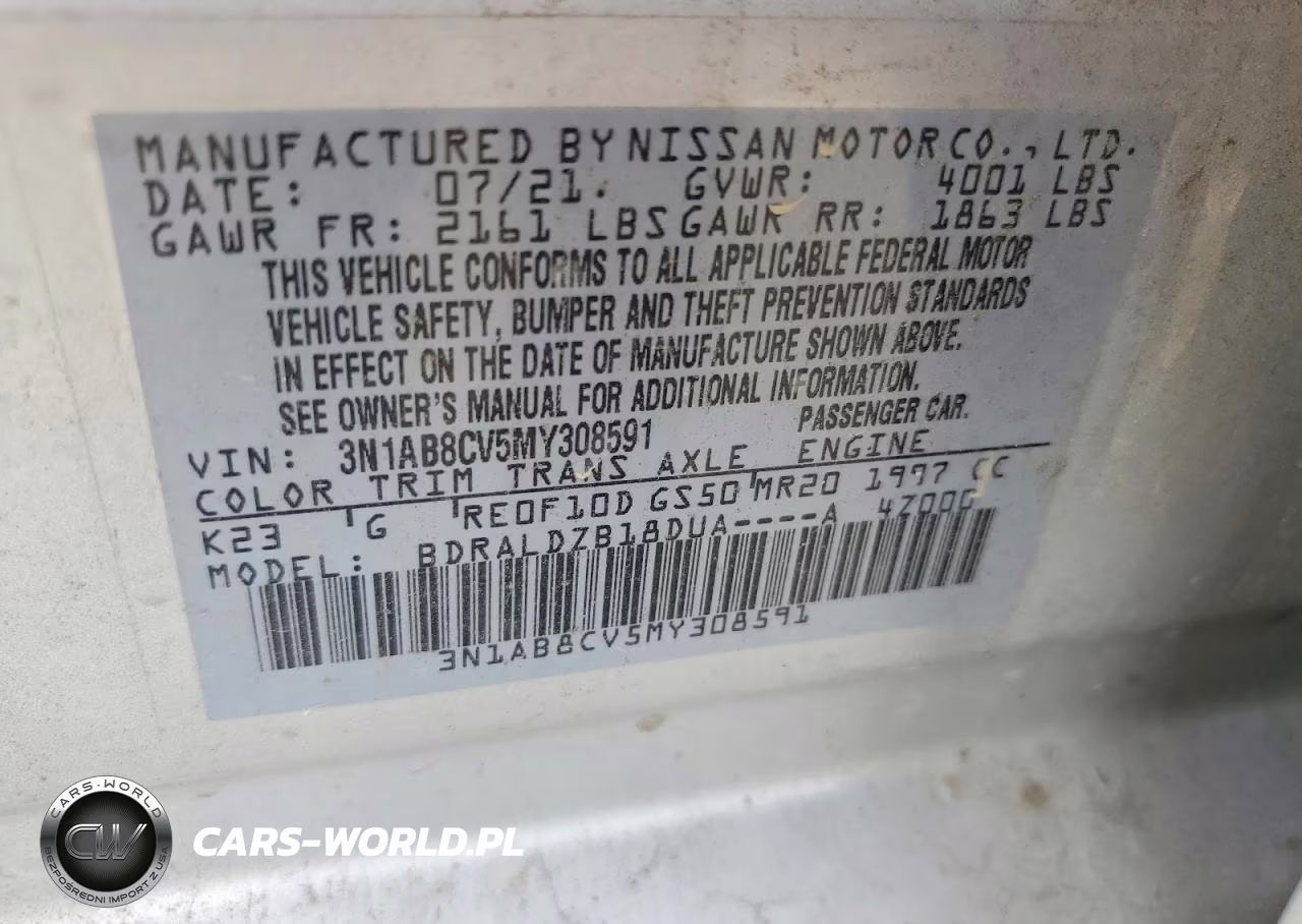 2021 Nissan Sentra Sv VIN:3N1AB8CV5MY308591 - 13