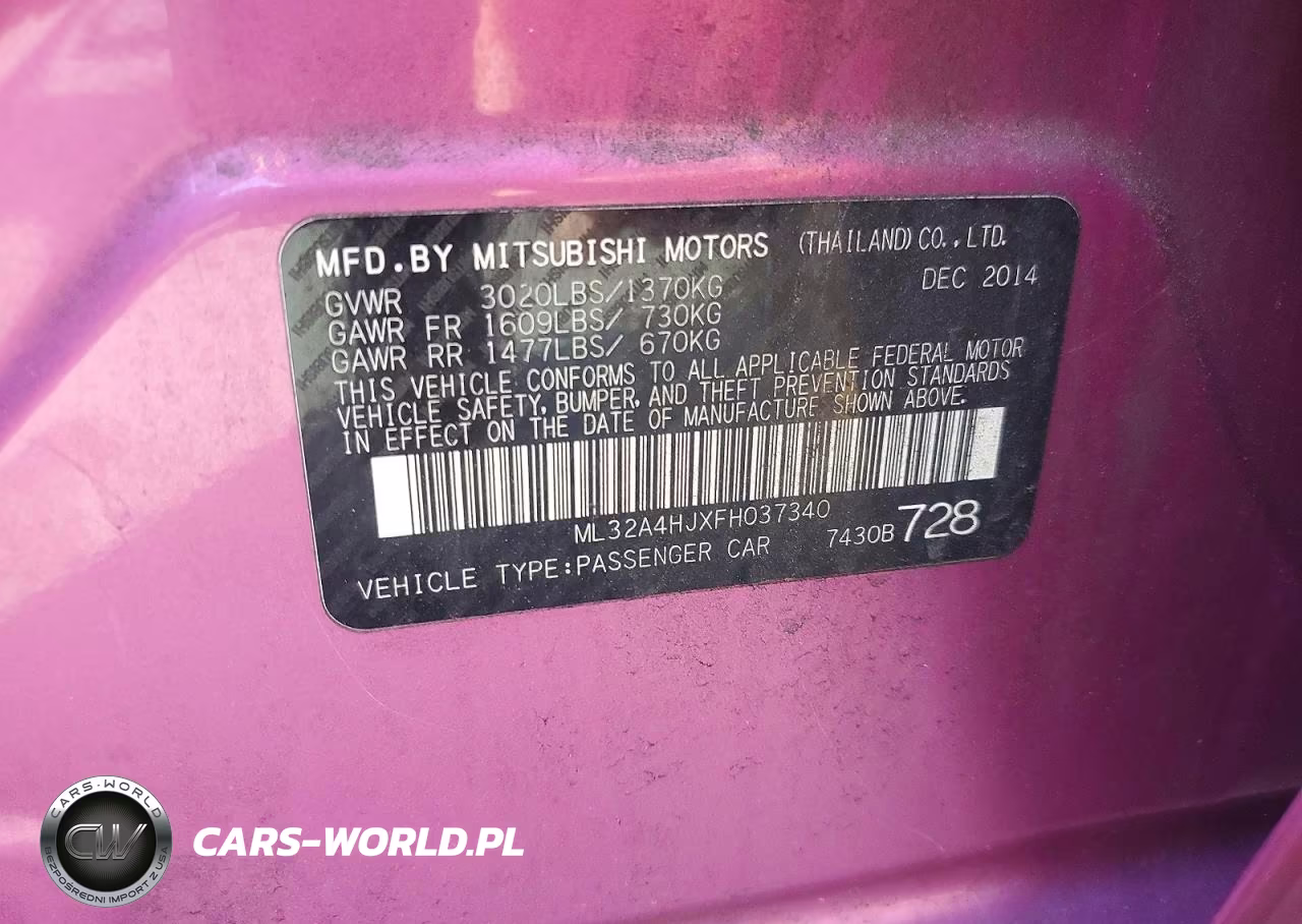 2015 Mitsubishi Mirage Es VIN:ML32A4HJXFH037340 - 13