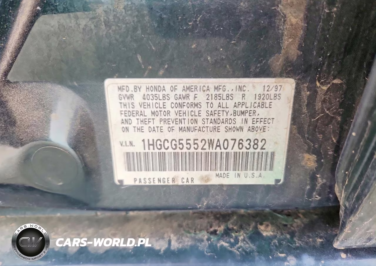 1998 Honda Accord Ex VIN:1HGCG5552WA076382 - 12