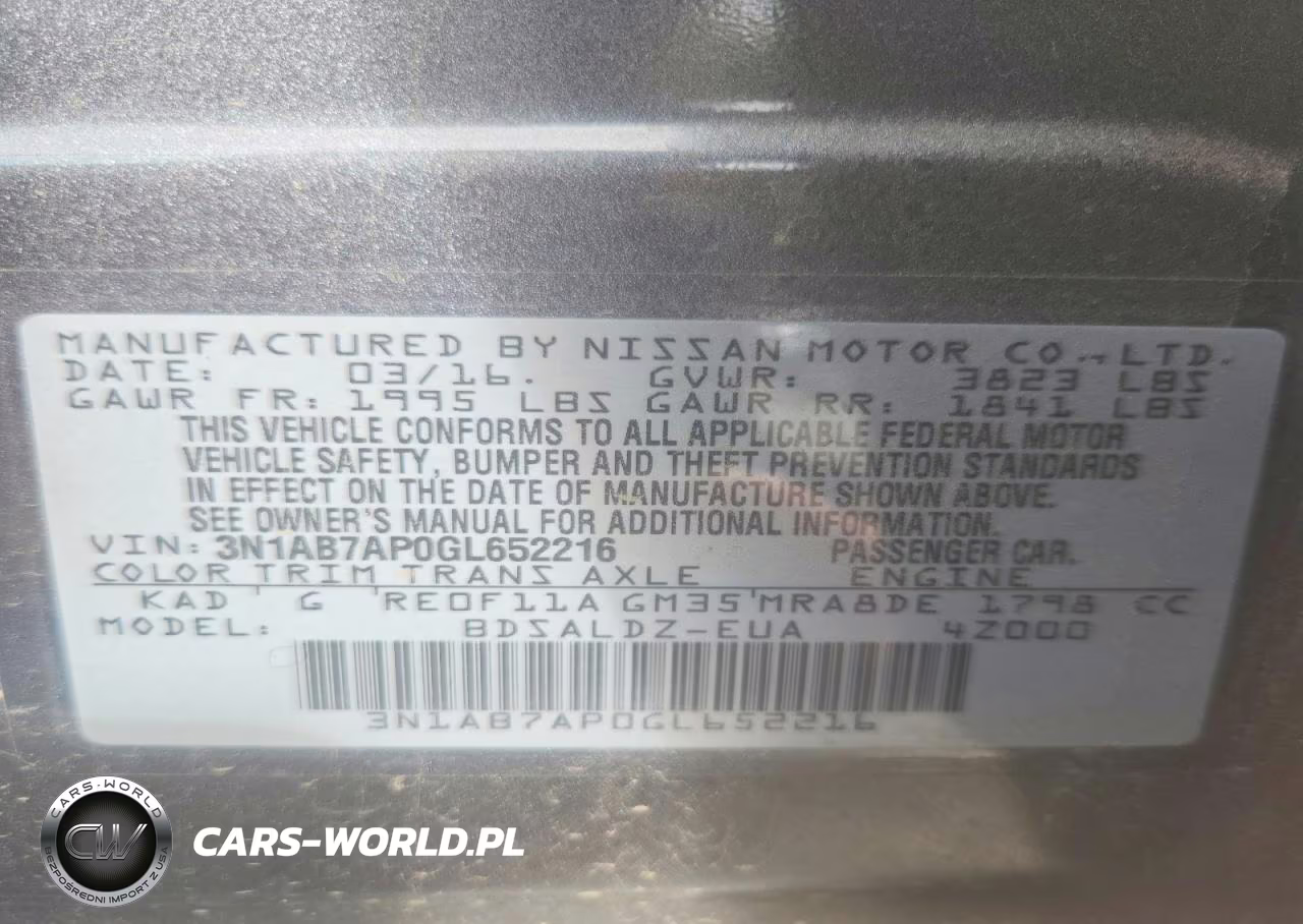2016 Nissan Sentra Sv VIN:3N1AB7AP0GL652216 - 12