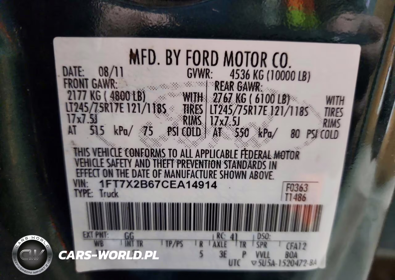 2012 Ford F250 Super Duty VIN:1FT7X2B67CEA14914 - 12