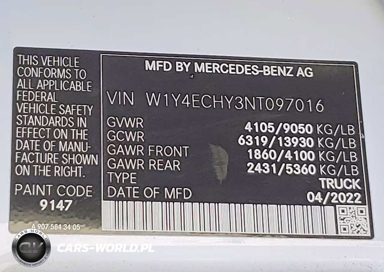 2022 Mercedes Benz Sprinter 2500 VIN:W1Y4ECHY3NT097016 - 13