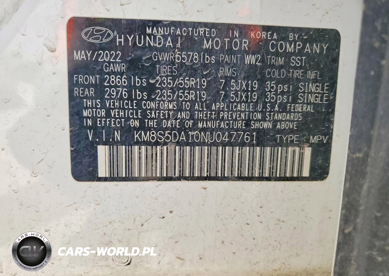 2022 Hyundai Santa Fe Limited VIN:KM8S5DA10NU047761 - 13