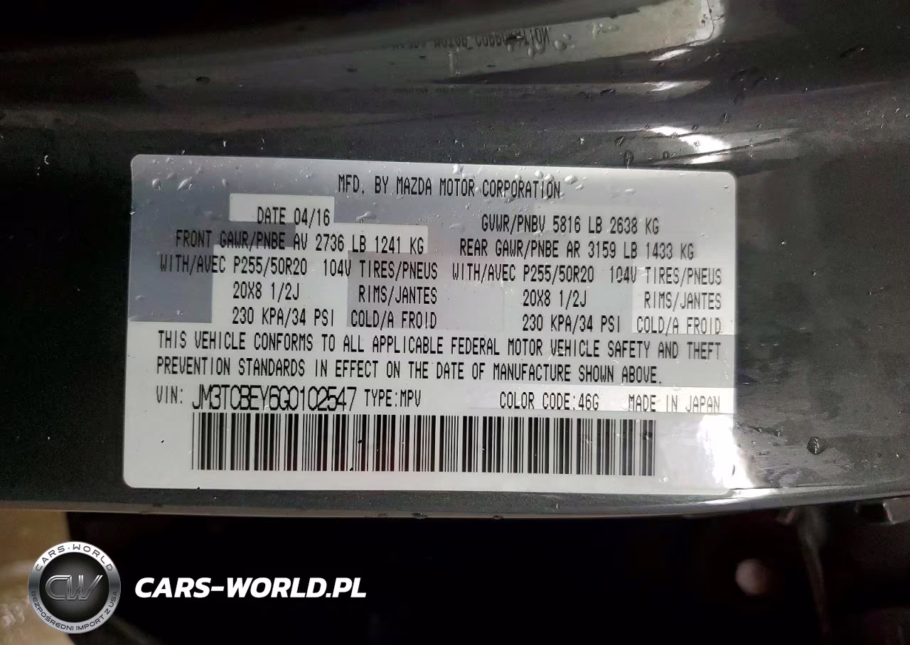 2016 Mazda Cx-9 Signature VIN:JM3TCBEY6G0102547 - 12