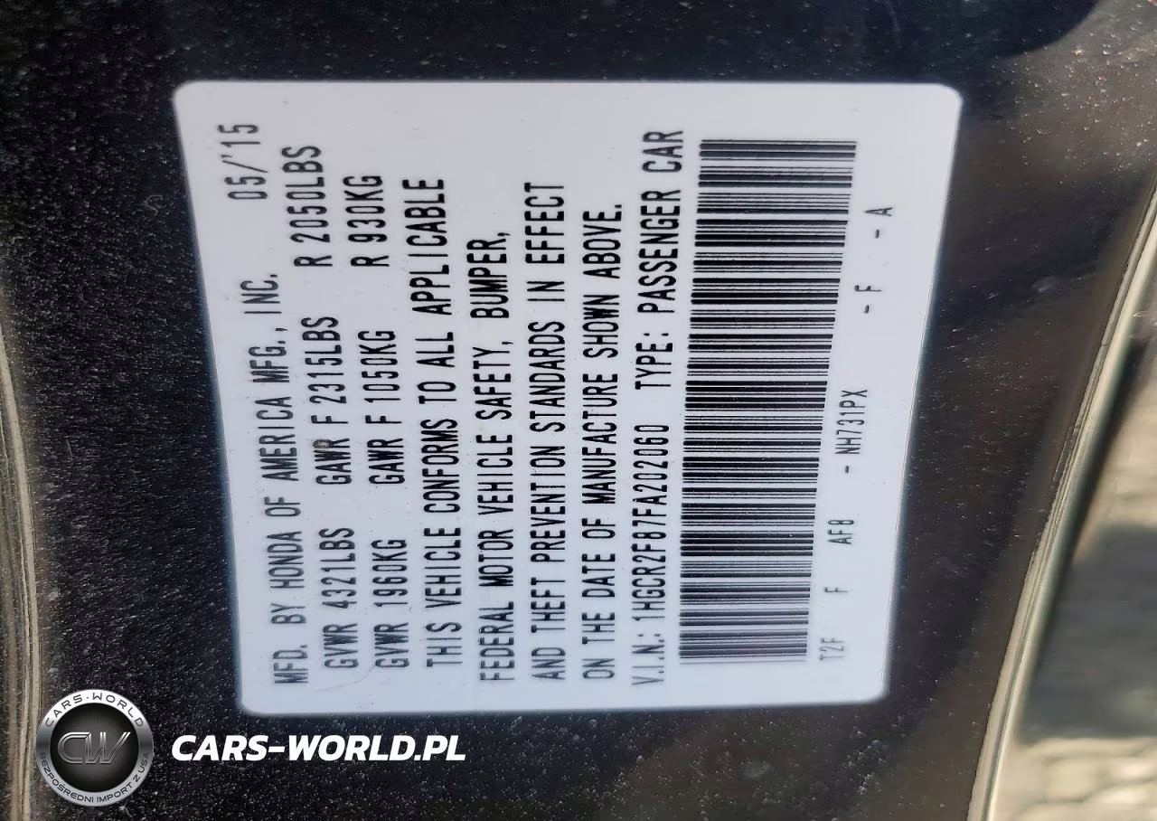 2015 Honda Accord Exl VIN:1HGCR2F87FA202060 - 10