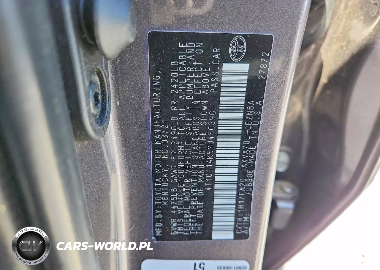 2021 Toyota Camry Le VIN:4T1C11AK5MU450396 - 12