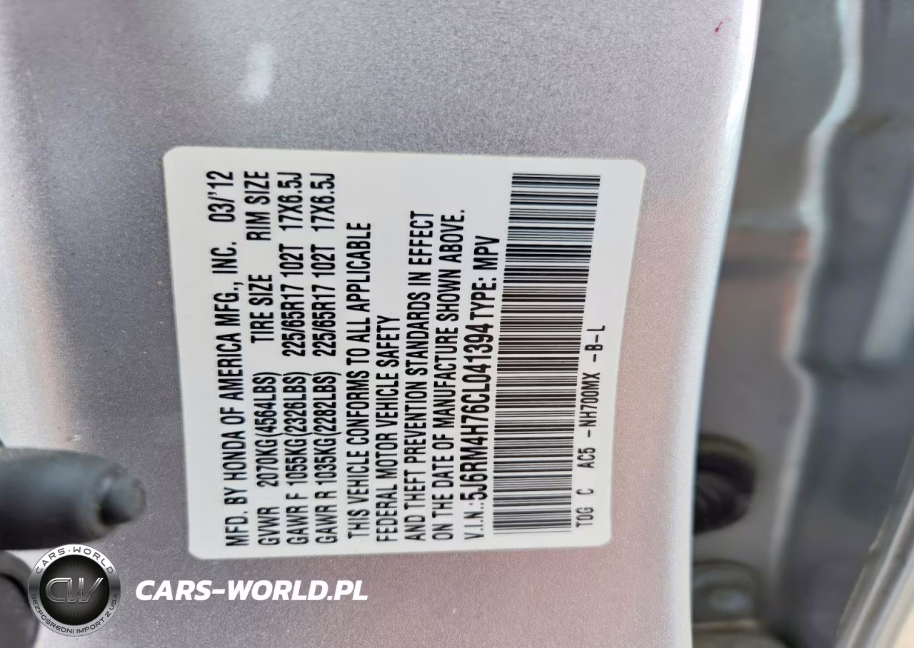 2012 Honda Cr-V Exl VIN:5J6RM4H76CL041394 - 13