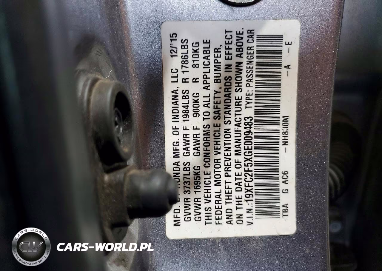 2016 Honda Civic Lx VIN:19XFC2F5XGE009483 - 13
