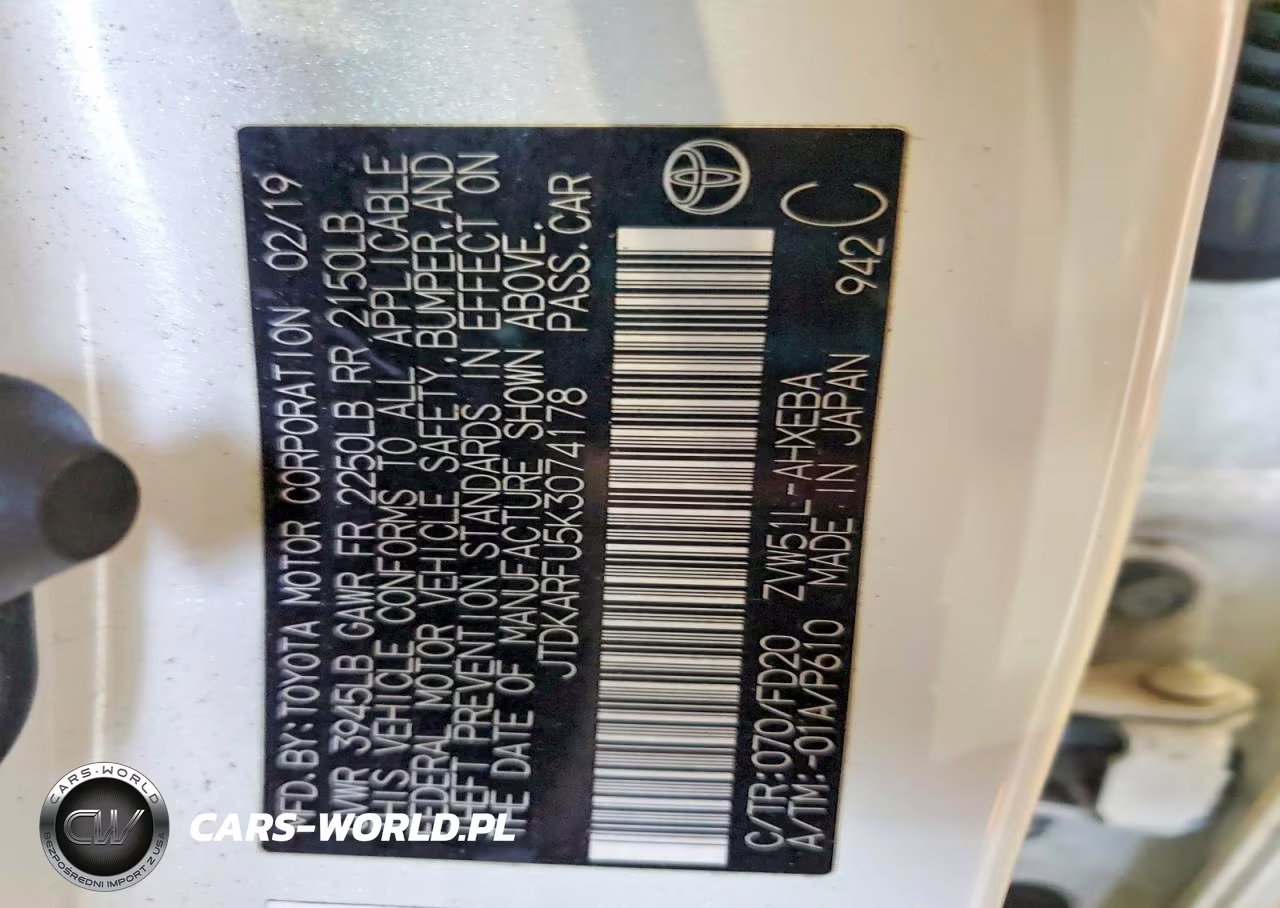 2019 Toyota Prius Le VIN:JTDKARFU5K3074178 - 12