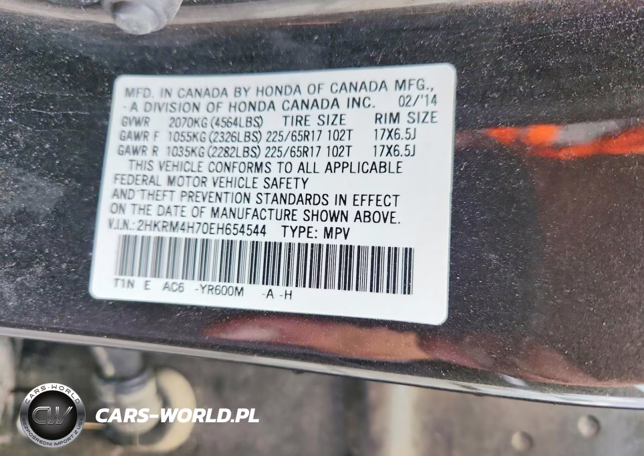 2014 Honda Cr-V Exl VIN:2HKRM4H70EH654544 - 13